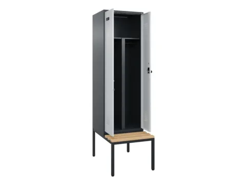 PBM-locker met bank,HxBxD 2120x600x815mm,2vak,vak B 300mm,draaigrendel