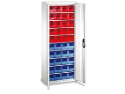 Stellingkast 1690x700x300mm 9 Legborden 40 Magazijnbakken Ral 7035
