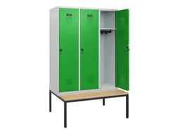 locker met bank,HxBxD 1950x1200x815mm,3vak,vak B 400mm,draaigrendel