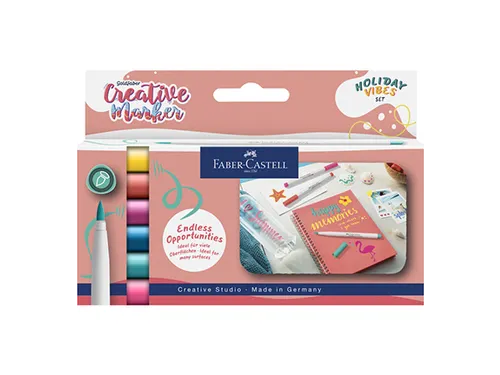 Marker creatief Faber-Castell Goldfaber brushpunt B set a 6 stuks Holi