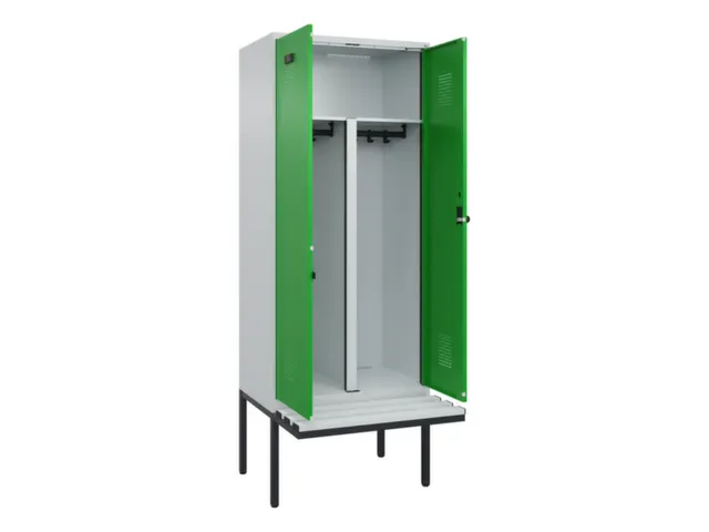PBM-locker met bank,HxBxD 2120x800x815mm,2vak,vak B 400mm,draaigrendel