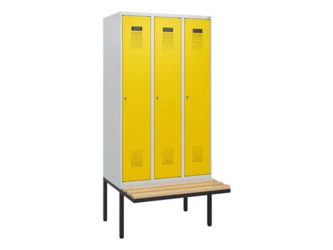 locker met bank,HxBxD 1950x900x815mm,3vak,vak B 300mm,cilinderslot