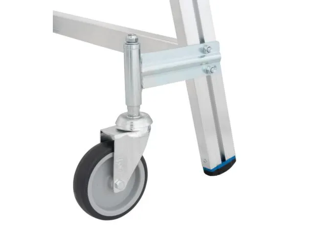 bordestrap,verrijdbaar,bordes H 1,2m,2x5treden,aluminium,4zwenkwielen