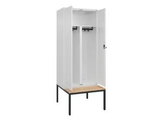 PBM-locker met bank,HxBxD 2120x800x815mm,2vak,vak B 400mm,draaigrendel - 2