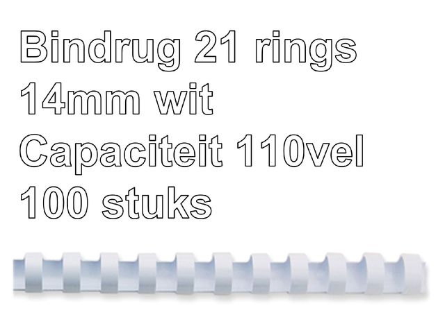 Bindrug Fellowes 14mm 21-rings A4 wit 100stuks | FellowesInbindmachine.nl