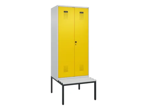 PBM-locker met bank,HxBxD 2120x800x815mm,2vak,vak B 400mm,draaigrendel