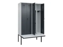PBM-locker met bank,HxBxD 2120x1200x815mm,4vak,vak B 300mm
