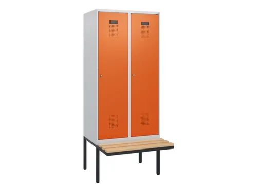 locker met bank,HxBxD 1950x800x815mm,2vak,vak B 400mm,cilinderslot