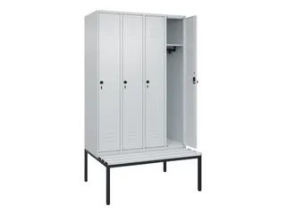 locker met bank,HxBxD 2120x1200x815mm,4vak,vak B 300mm,draaigrendel - 2