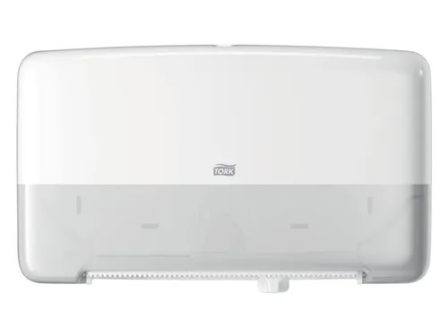Tork 555500 T2 Twin Mini Jumbo Toiletpapier Dispenser Elevation Wit