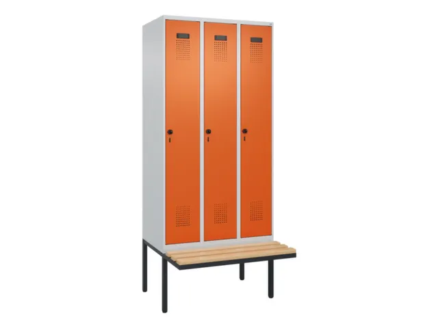 locker met bank,voor scheiding van kleding,HxBxD 2120x900x815mm,3vak