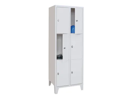 lockerkast,HxBxD 1850x600x500mm,2x3vakken,RAL7035,front RAL7035