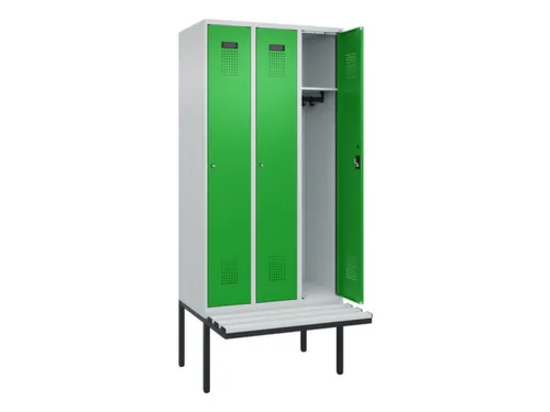 locker met bank,HxBxD 2120x900x815mm,3vak,vak B 300mm,cilinderslot