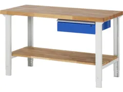 établi HxlxP 790-1140x1500x700mm plateau hêtre force 750kg 4 pieds