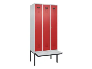 locker met bank,voor scheiding van kleding,HxBxD 2120x900x815mm,3vak - 2