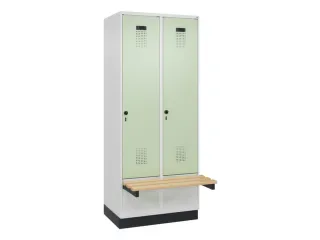 locker met bank,HxBxD 1950x800x815mm,2vak,vak B 400mm,draaigrendel - 2