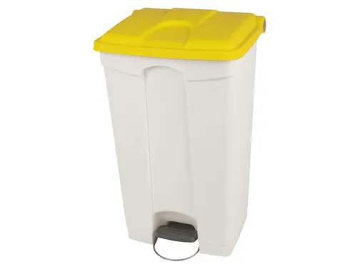 pedaalemmer,1x90l,HxBxD 820x500x412mm,romp PP wit,deksel PP geel