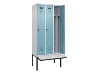 locker met bank,voor scheiding van kleding,HxBxD 2120x900x815mm,3vak - 1