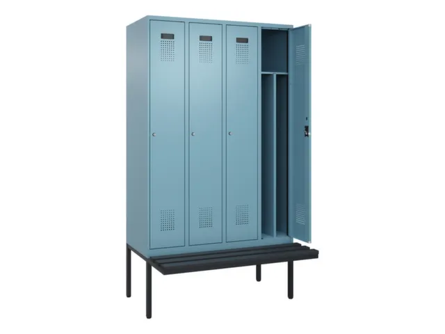 locker met bank,voor scheiding van kleding,HxBxD 2120x1200x815mm,4vak