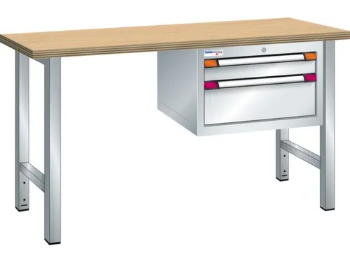 werkbank,HxBxD 840x2000x700mm,multiplexblad,RAL7035,front RAL7035