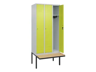 locker met bank,HxBxD 2120x900x815mm,3vak,vak B 300mm,cil.-slot - 2
