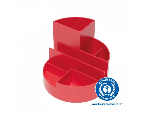 Pennenkoker MAULroundbox Blauwe Engel recycled 6 vaks rood