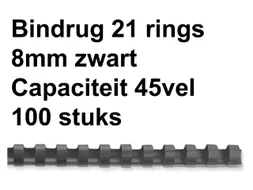 Bindrug Fellowes 8mm 21-rings A4 zwart 100stuks