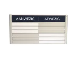 Menoor In-Uit bord 6 namen Aluminium Aanwezig/Afwezig Donkerblauw