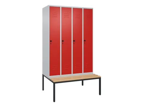locker met bank,HxBxD 2120x1200x815mm,4vak,vak B 300mm,draaigrendel