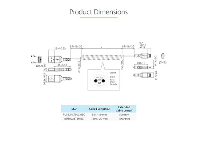 50cm USB A naar Lightning Kabel, Zwart, MFi Gecertificeerd