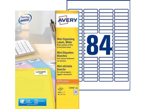 Mini etiketten Avery L7656-100 46x11.1mm wit 8400 stuks