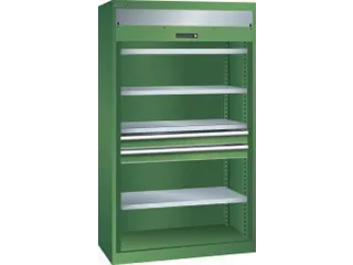zwaarlast-roldeurkast,HxBxD 1950x1100x641mm,4xStalen bodem,lak RAL6011 - 3