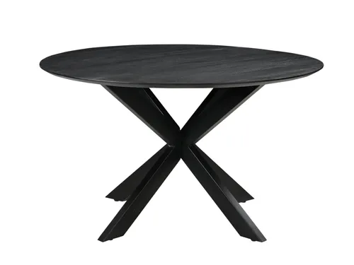 Vergadertafel Harper 130cm Rond Mango Zwart Spinpoot Zwart