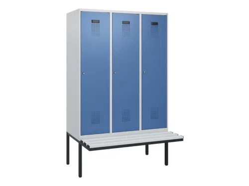 locker met bank,HxBxD 1950x1200x815mm,3vak,vak B 400mm,cilinderslot