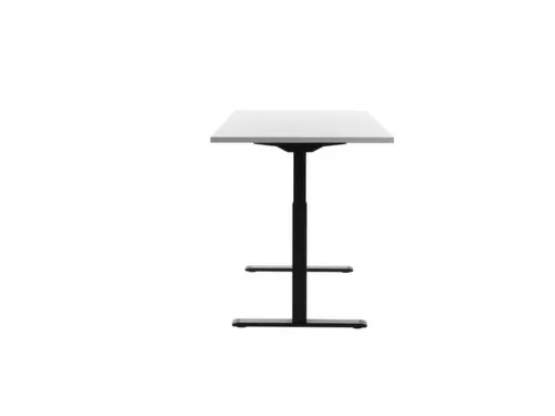 Elektrisch ihv bureau,HxBxD 700-1200x1600x800mm,blad wit,T-voet zwart