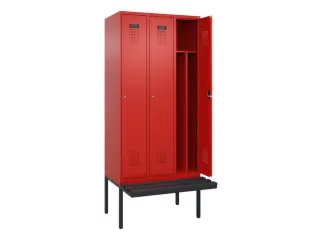 locker met bank,voor scheiding van kleding,HxBxD 2120x900x815mm,3vak - 1