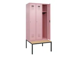 locker met bank,HxBxD 2120x900x815mm,3vak,vak B 300mm,cilinderslot