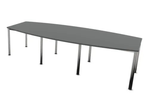 vergadertafel,HxBxD 740x2800x1200mm,vatvormig,MS-donkergrijs