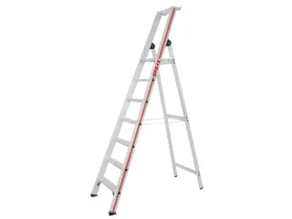 trapladder,eenzijdig,7treden,stand H 1,63m,balk L 2,45m,aluminium - 2