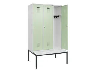 locker met bank,HxBxD 2120x1200x815mm,3vak,vak B 400mm,cilinderslot - 1