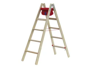 trapladder,beide zijden,2x5,treden,balk L 1,52m,hout - 1
