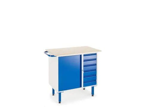 Werkbank,Multiplexblad,Draagverm. 400Kg,4Voeten,Uitrusting: 6Laden