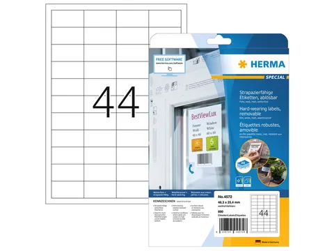 HERMA 4572 Weervaste Folie-etiket A4 48,3x25,4mm removable 880 stuks