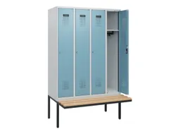 locker met bank,HxBxD 1950x1200x815mm,4vak,vak B 300mm,cilinderslot