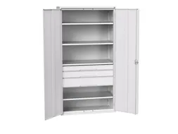 universele kast,HxBxD 2000x1050x550mm,4xStalen bodem,3lade(n)