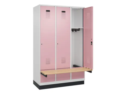 locker met bank,HxBxD 1950x1200x815mm,3vak,vak B 400mm,cilinderslot