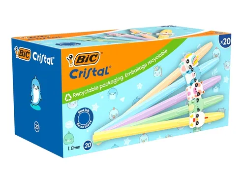 Balpen Bic Cristal dierenfiguren assorti