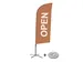 Promotievlag Alu Wind complete set "OPEN" Bruin kruisvoet Zwart