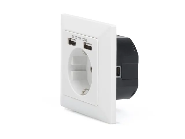 Veiligheidsstopcontact voor inbouwmontage met 2 USB-poorten