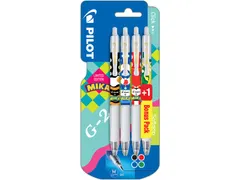 Gelroller Pilot G-2 07 by Mika Medium punt, blister 3+1 gratis assorti